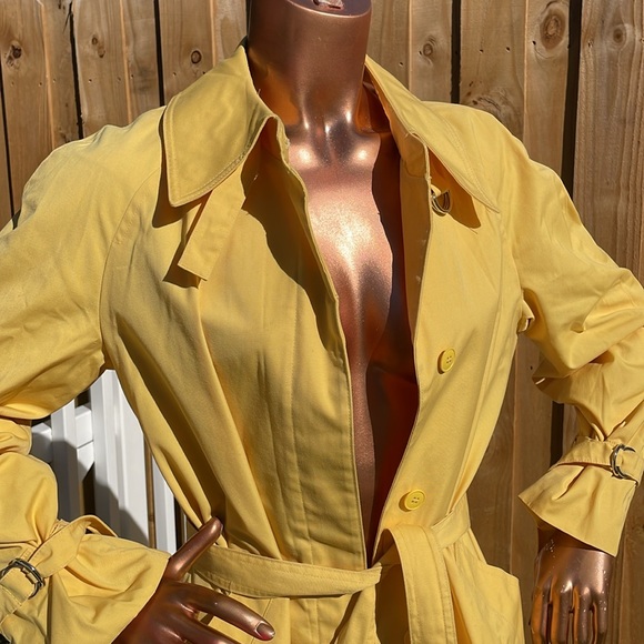 Vintage Yellow London Fog Maincoats SZ 12 Reg Button Close 2 Pocket Collar Lined - Picture 8 of 12